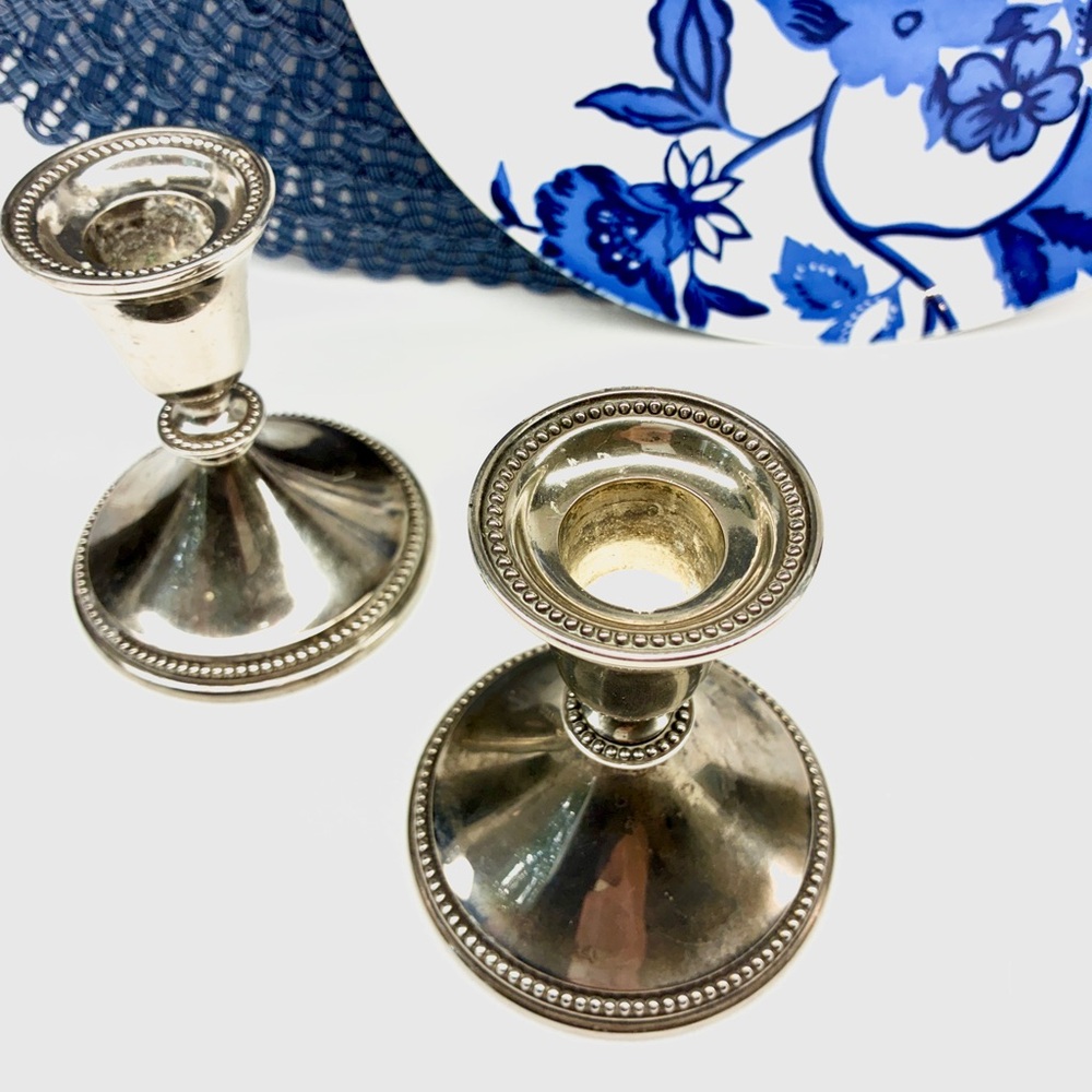 Vintage Silver Plated Candlestick Holders Pair - Picture 3 of 3